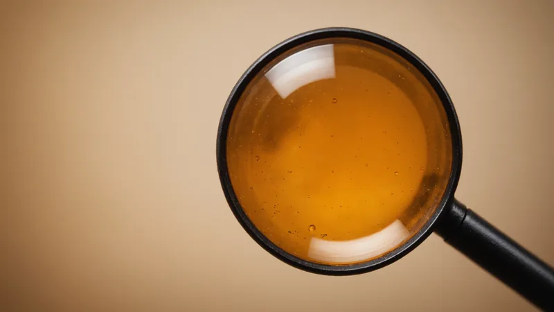 Magnifying glass with amber glow over blurred document background
