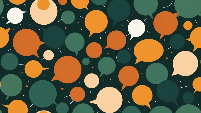 Abstract overlapping speech bubbles representing repetitive team communication